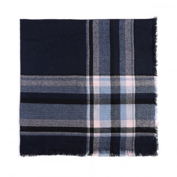 Navy Fringed Blanket Scarf - Picture 5 of 6
